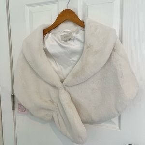 BHLDN Maxine Satin-Lined Faux Fur Wrap NWT